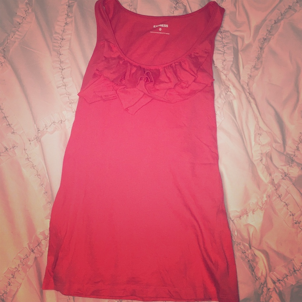 Express ruffle front tank top